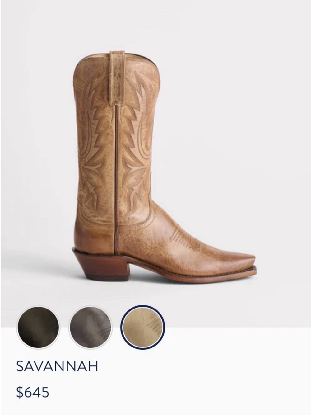 Lucchese Savannah Tan Leather Western Heeled Boots